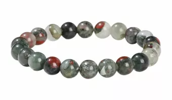 Náramek Jaspis Heliotrop Bloodstone AB Korálky 8-9 mm