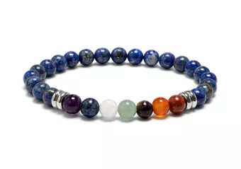 Náramek Lapis Lazuli 7 Čaker S Korálky 6 mm