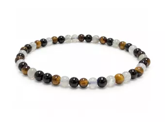 Náramek Labradorit Tygří oko Černý obsidián Korálky 4-5 mm