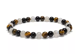 Náramek Labradorit Tygří Oko Černý Obsidián A Korálky 6 mm