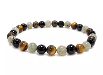 Náramek Labradorit Tygří oko Onyx A korálky 6mm