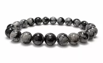 Náramek Obsidián Vločka z Korálků 8-9 mm