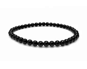Náramek Černý Obsidián S korálky 4mm