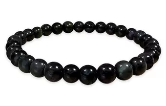 Náramek Obsidián Rainbow Nebeské oko s korálky 6mm
