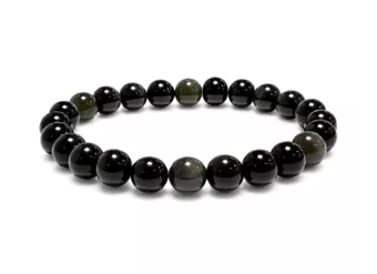 Náramek Obsidián Nebeské oko Rainbow AA korálky 8mm