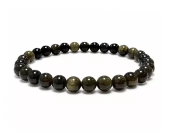 Náramek z Obsidiánu černo-zlatého s korálky 6mm