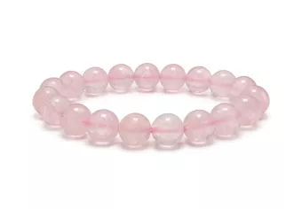 Náramek z růžového křemene s korálky 10mm