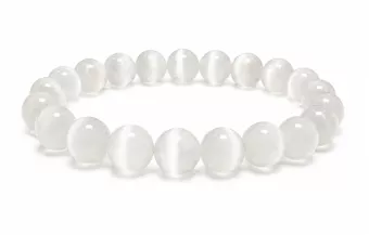 Náramek Selenit Kočičí oko s korálky 10mm