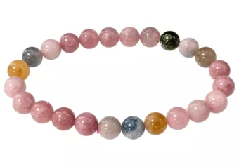 Náramek Růžový turmalín Multicolor AA+ korálky 7.5-8.5mm