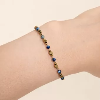 Energetický náramek z lapisu lazuli A – zlaté korálky