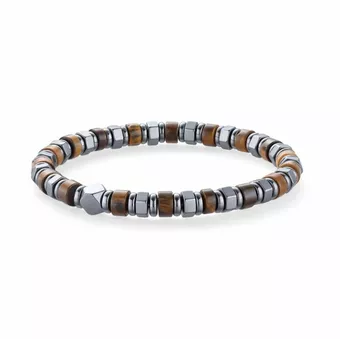 Náramek Tygří oko & Hematit A korálky 6x3mm
