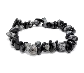 Náramek z čipů Obsidiánu Sněhová vločka A 5-8mm