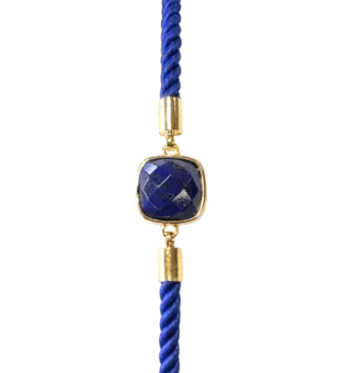 Náramek na šňůrce Mosaz Lapis Lazuli Čtvercový Fasetovaný 11mm