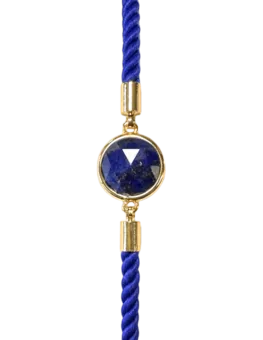 Náramek Šňůrka Mosaz Lapis Lazuli Kulatý Fasetovaný 12mm