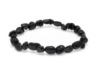 Náramek z Válcovaných Kamenů Černý Obsidián A 6-8 mm