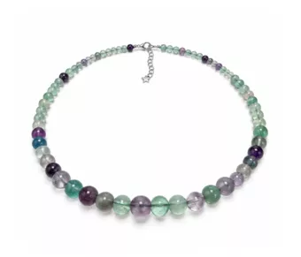 Přívěsek Fluorit Multicolor s Korálky 4-12 mm 50 cm