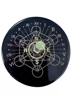 Destička Onyx černý metatron s křišťálem 8cm