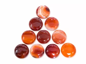 Sada 10 kulatých kabošonů z karneolu A – 25 mm