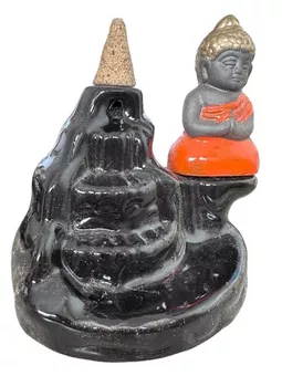 Stojánek na vonné tyčinky backflow buddha oranžový