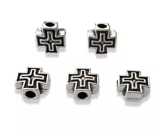 Korálky charm's - mezikus kříž stříbrný 8mm x50