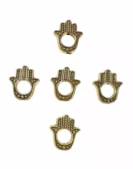 Kovové korálky Charms Ručička Fatimy zlatá 14mm x100