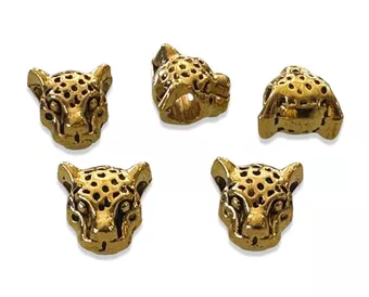 Zlaté distanční korálky Charms Hlava leoparda 9mm x30