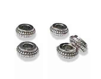 Korálky charms Oddělovač Kolečko z Postříbřeného Kovu 6mm x100