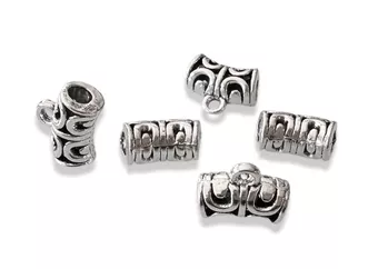 Korálky charms Mezikus Válec stříbrný 6mm x50