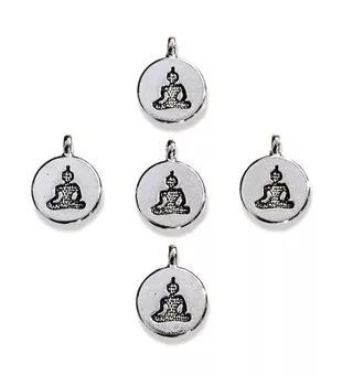 Korálky přívěsky Mezikus Buddha Stříbrný 15mm x30