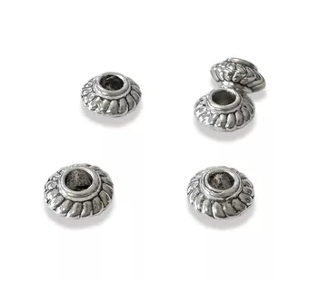 Korálky charm's Mezikorálek Vlček Stříbrný 6mm x100