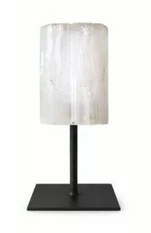 Surový Selenit A na Černém Kovovém Stojanu 17-20 cm 500-800 g