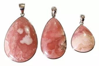 Přívěsek ze stříbra 925 Rhodochrosit Argentina AA+ 3 kusy 13,52g