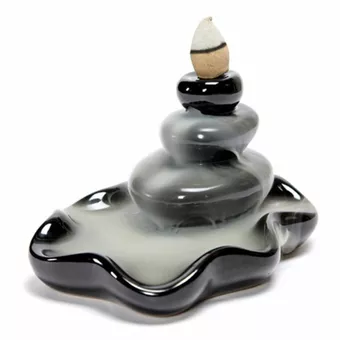 Keramický Backflow Držák na Vonné Tyčinky  Zen Kamenná Fontána 8cm