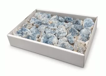 Prezentační box Celestin A Surové Kameny 3-7 cm 2,5-3 kg