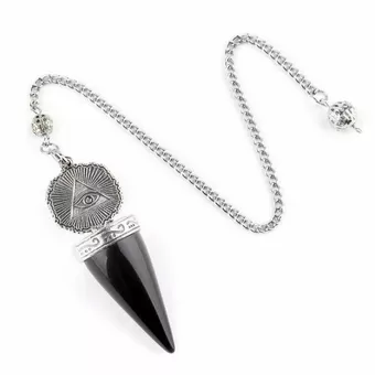 Kyvadlo z obsidiánu A se stříbrným ochranným okem