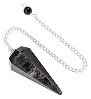 Kyvadlo ze stříbrného obsidiánu, kónické, 6 plošek
