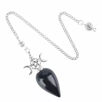 Věštecké kyvadlo Pentagram Trojitý Měsíc Černý Obsidián