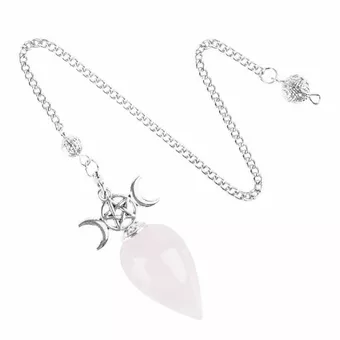 Věštecké kyvadlo Pentagram Trojitý Měsíc Růžový Křemen