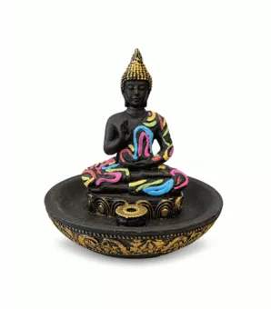 Stojánek na Vonné Tyčinky Buddha Abhaya Vícebarevný z Pryskyřice 10 cm