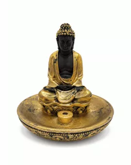 Zlatý kadidelnice Buddha Meditace z pryskyřice 11 cm