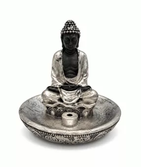 Zlatý kadidelnice Buddha Meditace z pryskyřice 11 cm