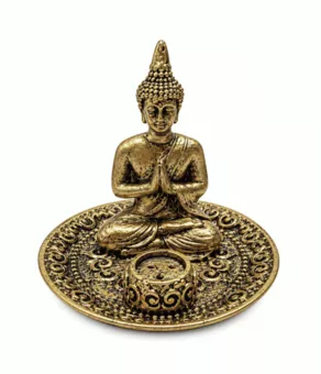 Zlatý kadidelnice Buddha Modlitba z pryskyřice 9 cm