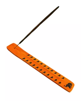 Dřevěný stojánek na vonné tyčinky Mango Ski Oranžový a Slon 26cm x10