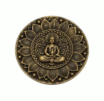 Kulatý kadidelnice Buddha Lotus ze zlaté pryskyřice 10 cm
