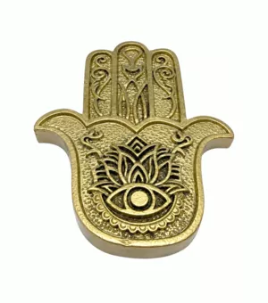 Měděný kadidelník Ruka Fatimy Hamsa z pryskyřice 11 cm