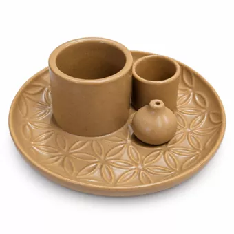 Mnohofunkční držák na vonné tyčinky Květ života, teplý písek, 13 cm