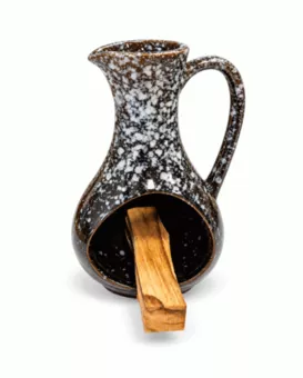 Černý keramický kadidelnice s tečkovaným vzorem 12 cm