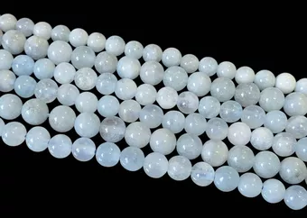 Kulaté korálky na niti Akvamarín A 5–6 mm