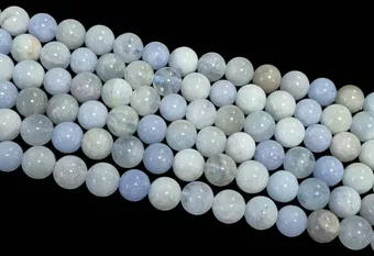 Akvamarín vícebarevné korálky 8-9mm na niti 40cm