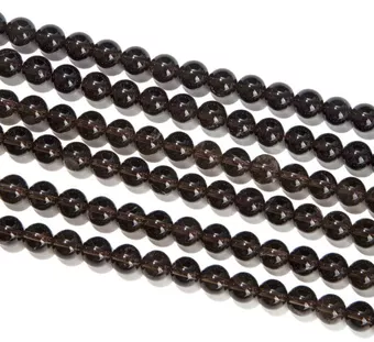 Kulaté korálky na niti, zakouřený křišťálový křemen A 8mm